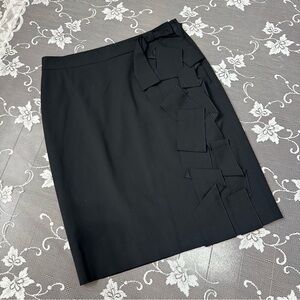 Red Valentino Knee-Length Black Ruffle Trim Skirt